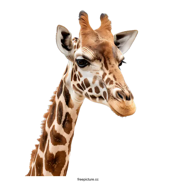 [Transparent Background PNG]Closeup of Giraffe Head with White Background