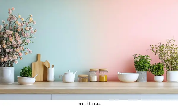 Kitchen Countertop Design with Pastel Colors