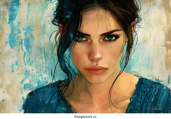 Woman with Blue Eyes Portrait Art