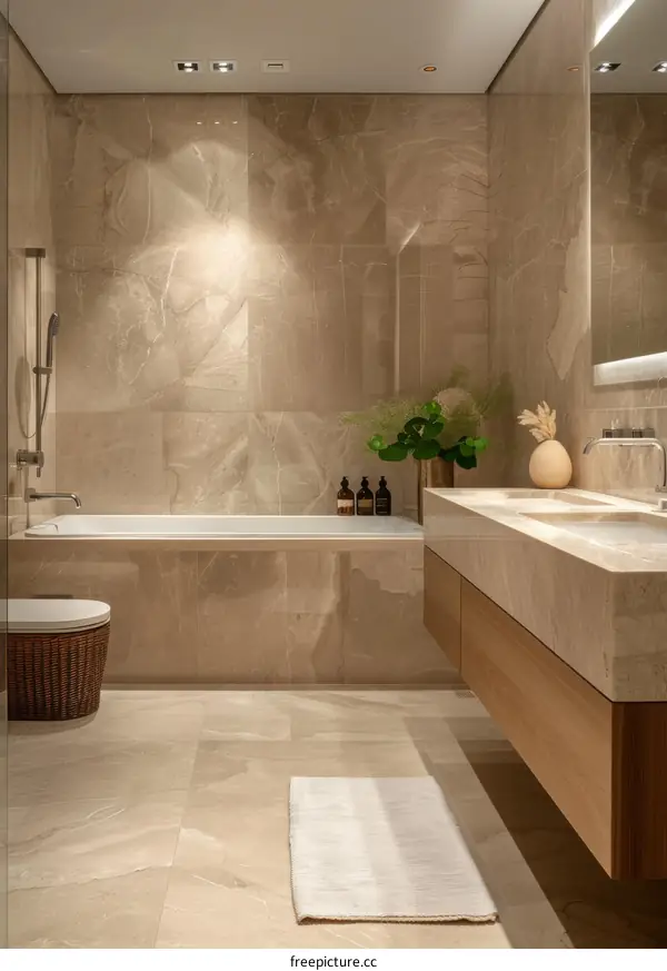 Modern Beige Bathroom Interior Design