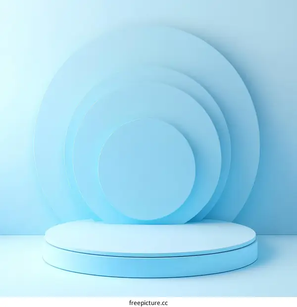 Abstract Light Blue Geometric Circle Stage