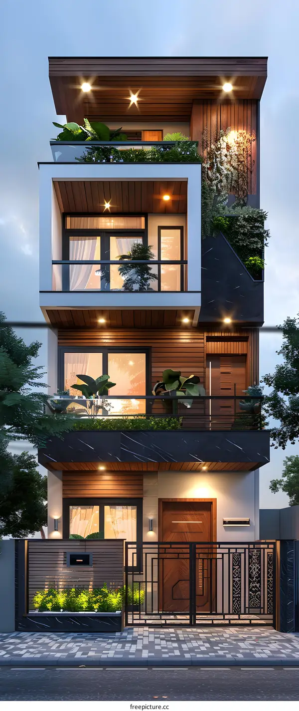 A three-story modern house in Ho Chi Minh City, Vietnam