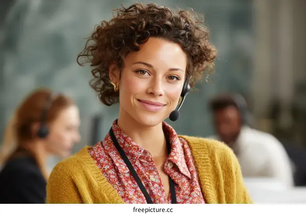 Woman Customer Service Representative Wearing Headset
