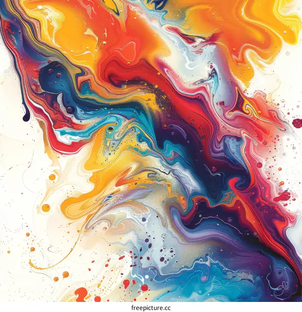 Abstract Colorful Fluid Painting
