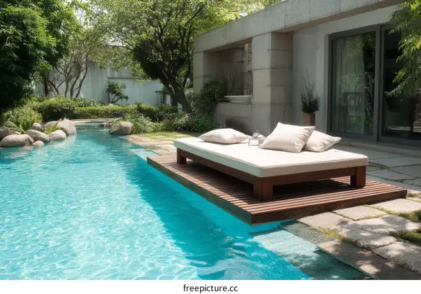 Luxurious Outdoor Swimming Pool with Patio Furniture