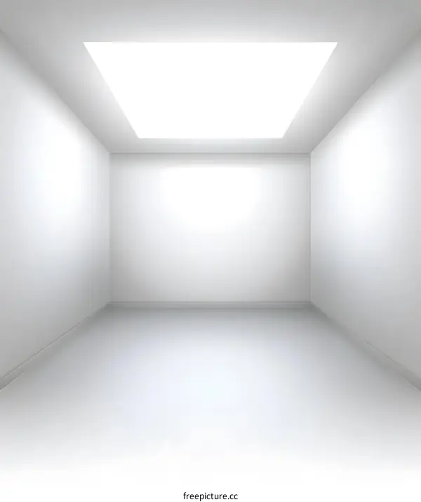 Empty White Room With Ceiling Light