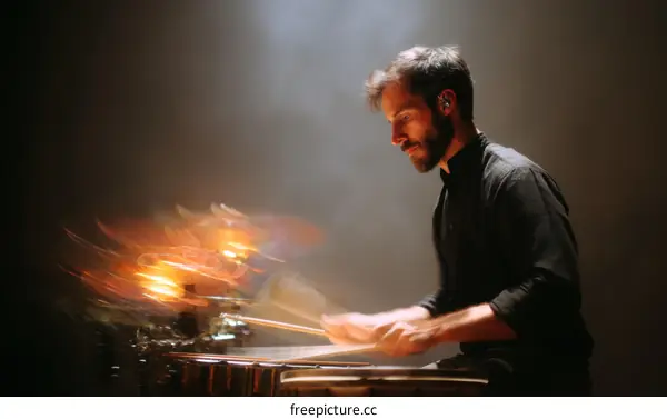 A Caucasian Drummer Performing a Rhythmic Performance