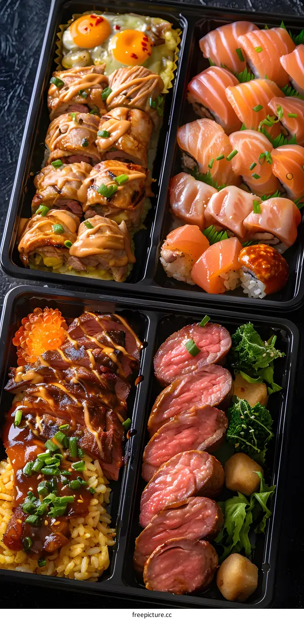 A variety of delicious Japanese food