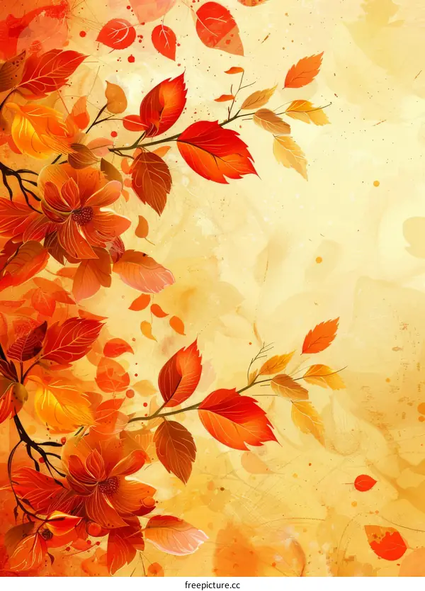 Autumn Leaves Falling in Golden Season