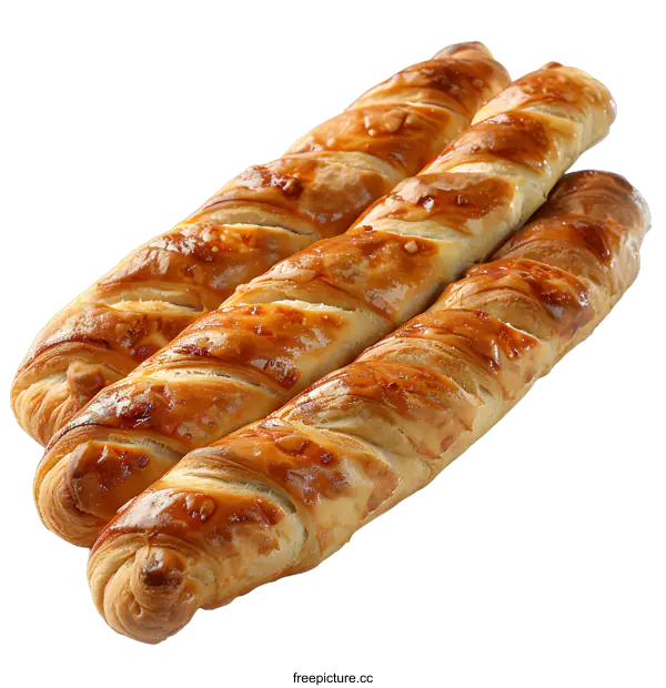 [Transparent Background PNG]Three breadsticks on a white background
