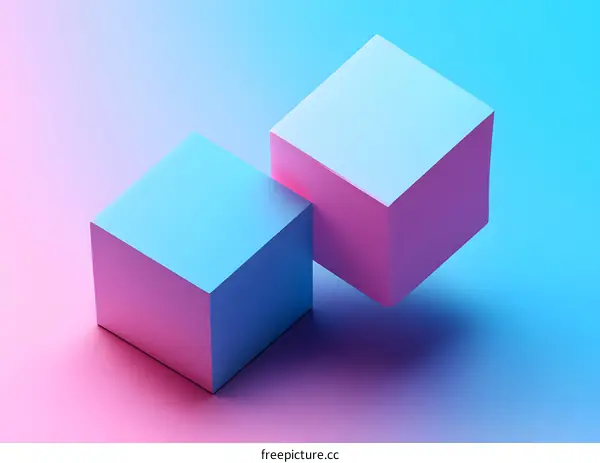 Abstract Geometric Shapes with Neon Color Gradient