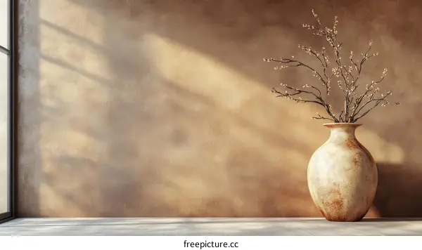 Rustic Vase with Branches in a Modern Interior