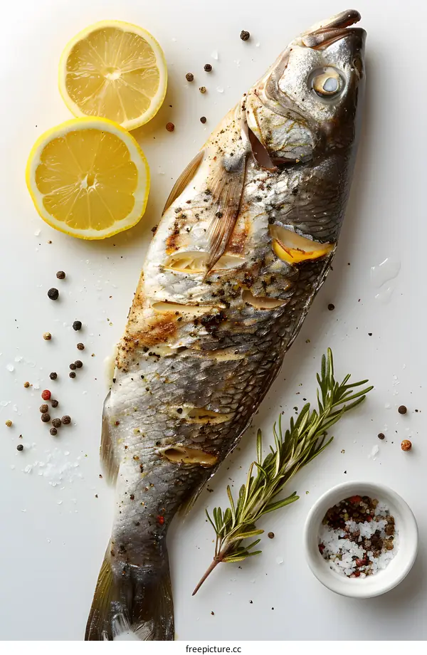 grilled fish with lemon and rosemary