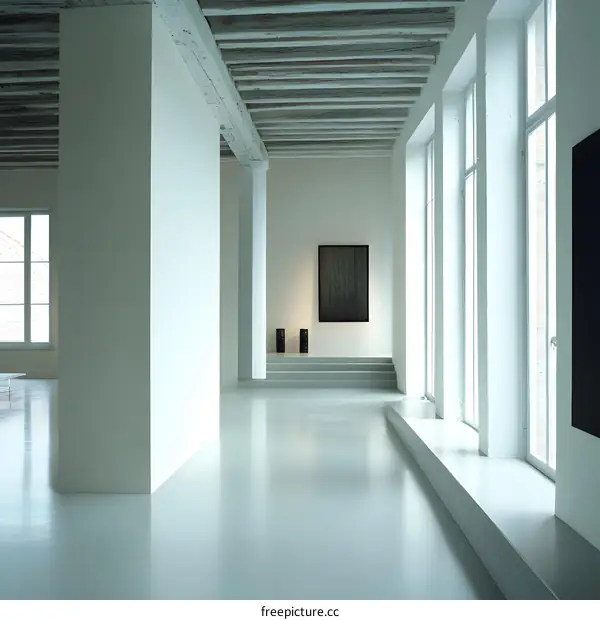 Modern Interior Design with Exposed Beams and Large Windows