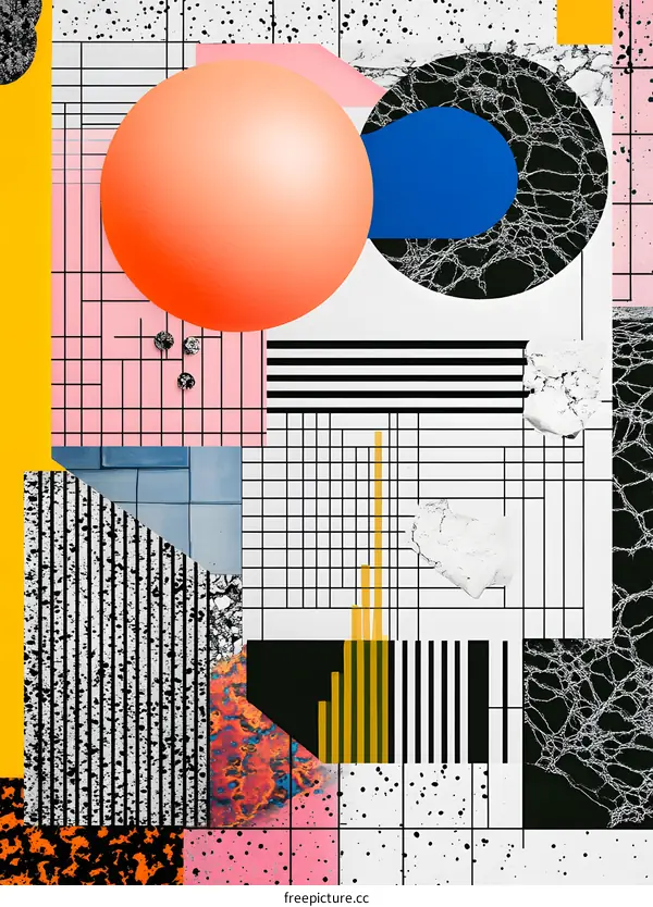 Abstract Geometric Shapes with Colorful and Black White Patterns