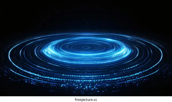 Abstract Blue Light Concentric Circles