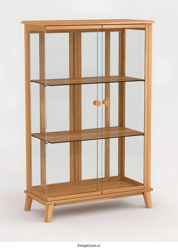 Wooden Glass Door Display Cabinet with Shelves