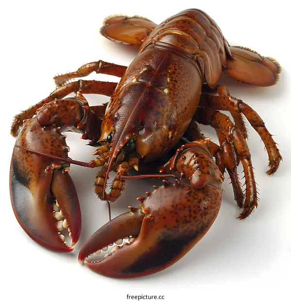 A large cooked lobster isolated on a white background