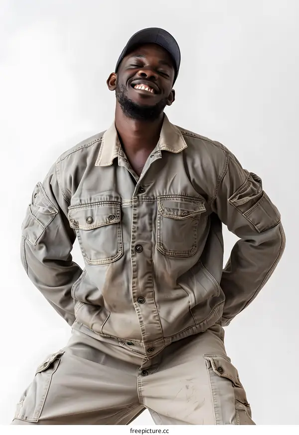 Portrait of a happy African American man in uniform