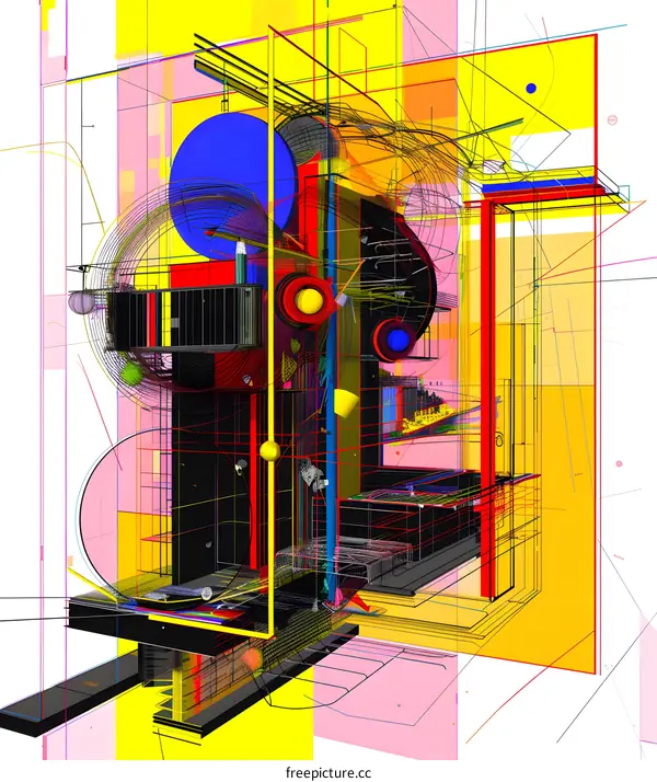Abstract Geometric Art with Lines and Circles