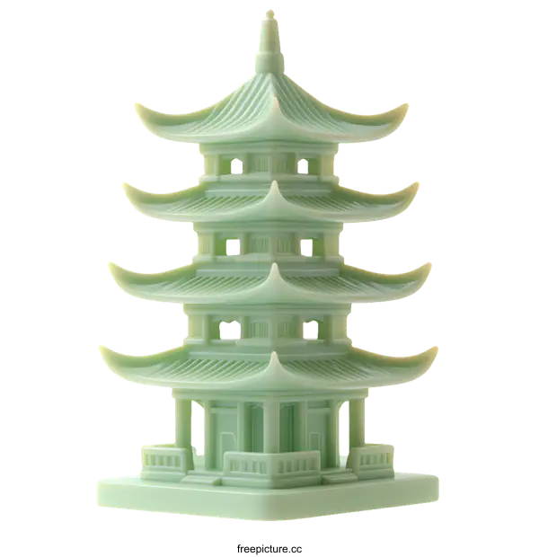 [Transparent Background PNG]Green Chinese Pagoda Miniature Model