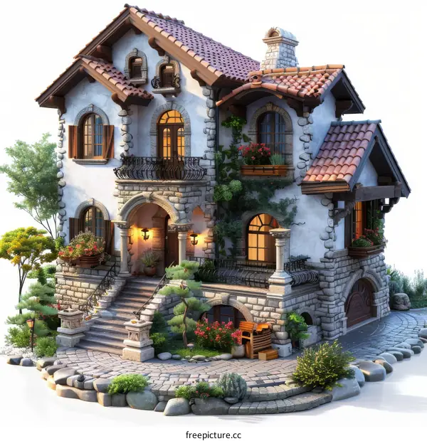 Elegant European Style House Illustration