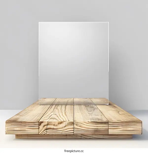 Wooden Platform with Glass Panel Mockup