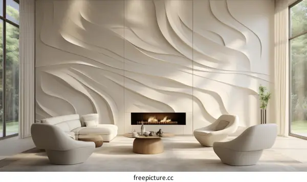 Modern interior design with white walls and furniture