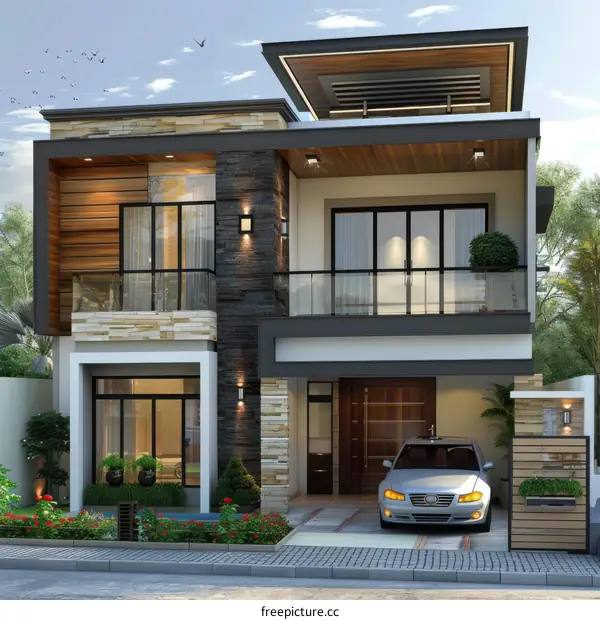 Modern Style Country House with Garden