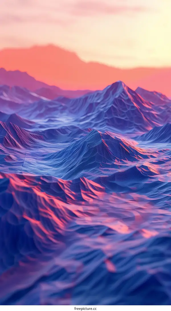 Purple Mountain Range Under Pink Sunset Sky
