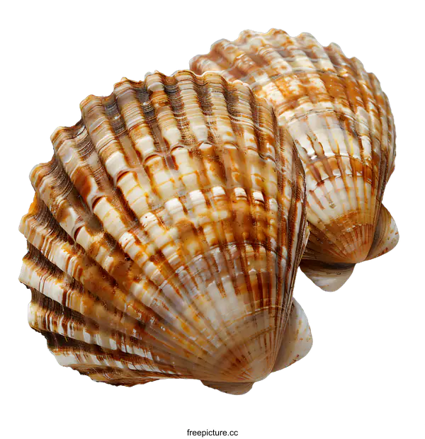 [Transparent Background PNG]Two brown and white scallop shells