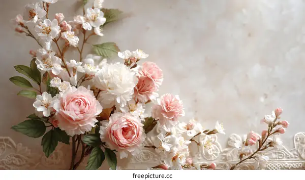 Delicate Floral Arrangement on a Marble-Like Background
