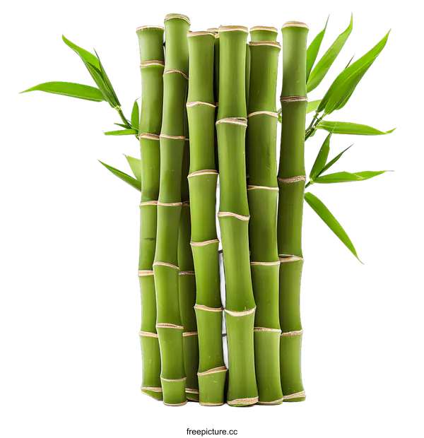 [Transparent Background PNG]Green Bamboo Stalks and Leaves