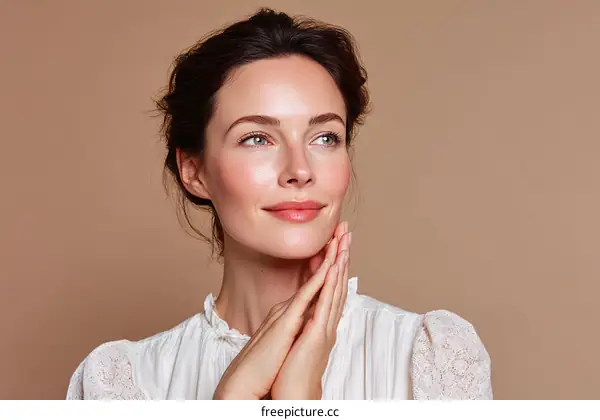 Closeup Woman Skin Care Beauty Portrait