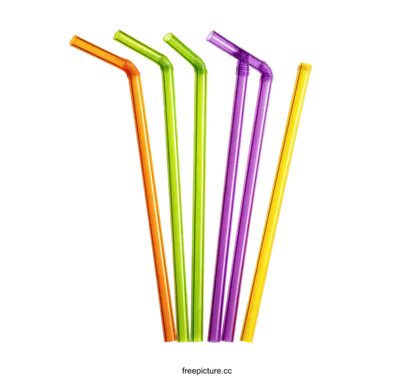 [Transparent Background PNG]Assortment of Colorful Drinking Straws