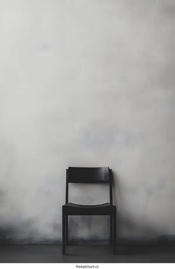 Black Chair Against a White Wall Minimalist Photography