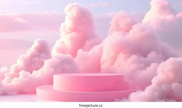 Pink Cloud Scene with a Product Display