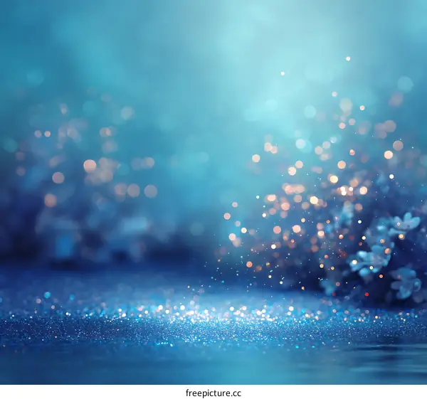 Beautiful Blue Glitter Background with Sparkling Lights