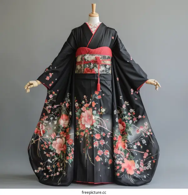 A kimono with a floral pattern