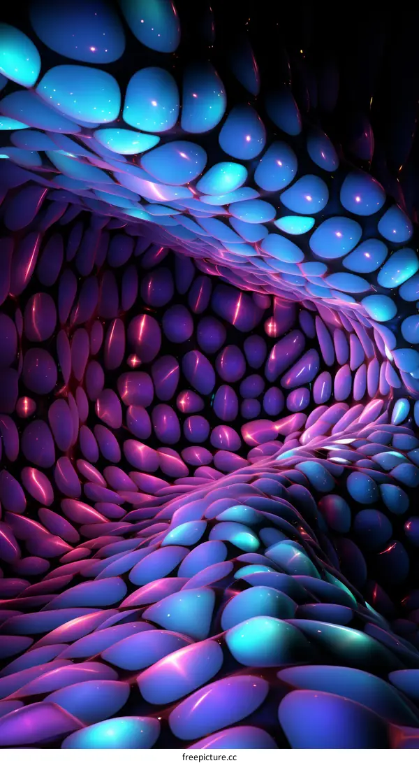 colorful 3d rendering of a bumpy surface with glowing highlights