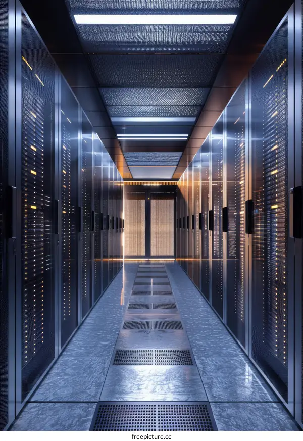 Server room with rows of server racks