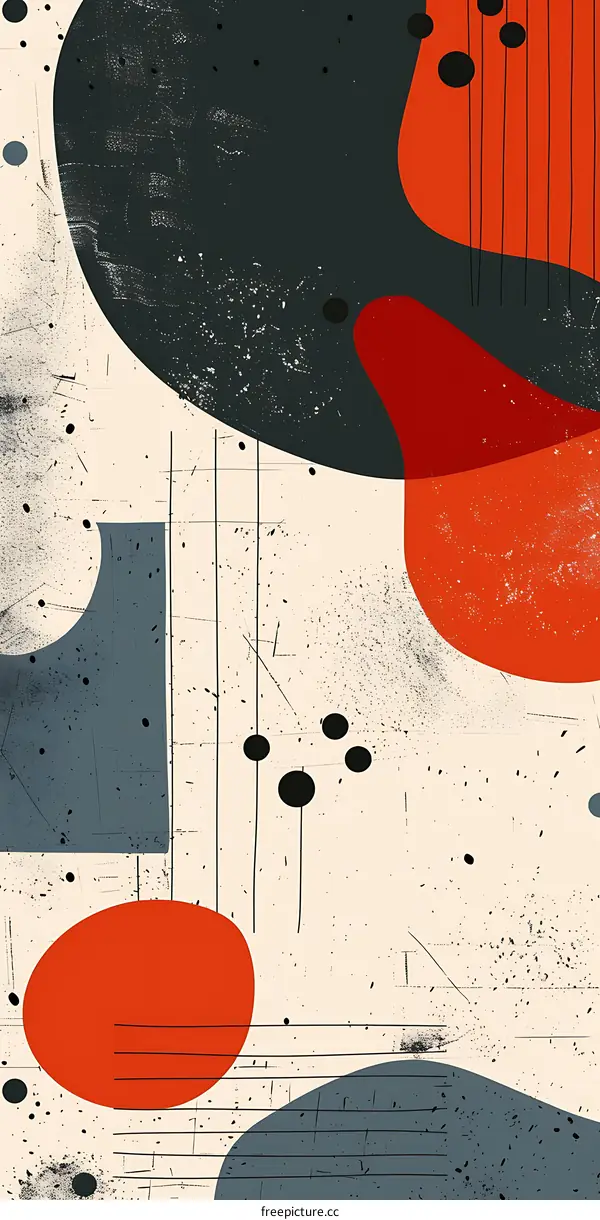 Abstract Geometric Shapes Artwork with Orange and Blue Tones