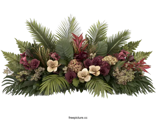 [Transparent Background PNG]Tropical Floral Arrangement with Red and Beige Flowers