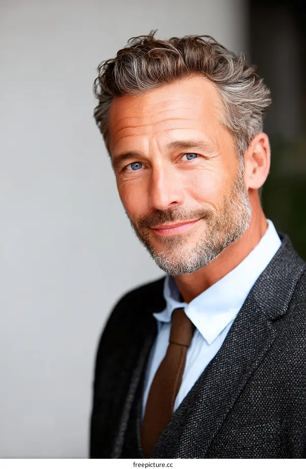Handsome Mature Caucasian Man in Formal Business Attire