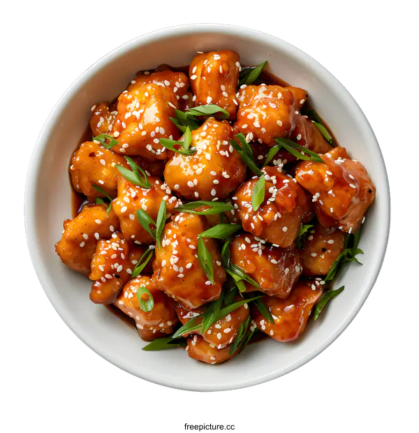 [Transparent Background PNG]Bowl of teriyaki chicken isolated on white background