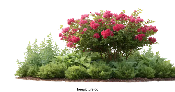 [Transparent Background PNG]Beautiful Rose Garden Design with Lush Green Plants