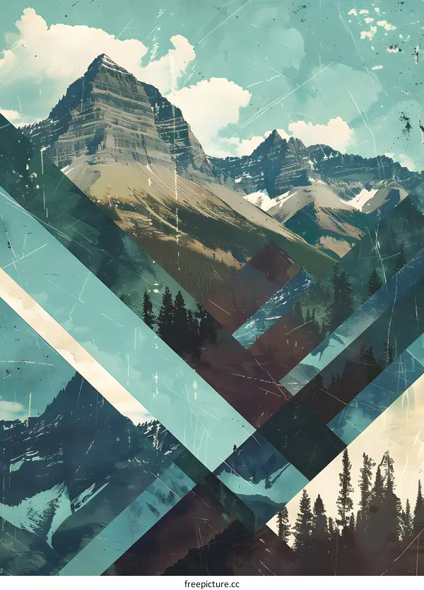 Mountain Range Abstract Art Collage