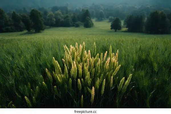 Golden Wheat Field in Sunny Day