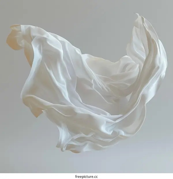 White silk fabric flowing in the air