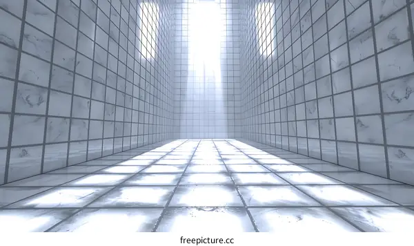 White Tile Room With Light